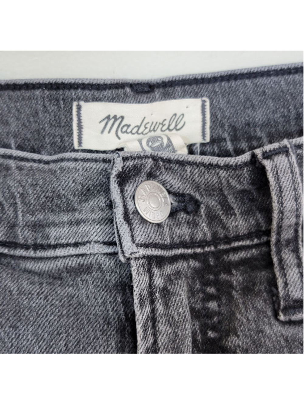 Madewell 27 Perfect Vintage Jeans Knee Rip High Rise Raw Hem Cosner Black Gray - Picture 3 of 12